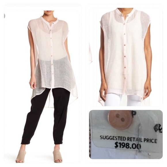 NWT! EILEEN FISHER Linen blend Mandarin Tunic - Picture 1 of 7
